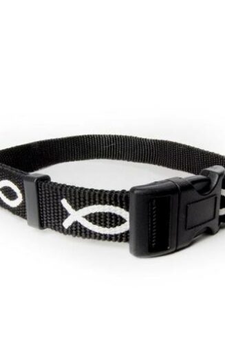 720011900075 Black Non Padded Ichthus Collar Small