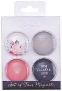 843310101063 Best Teacher Ever Glass Magnets Set Of 4