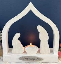 785525320825 Nativity Candle Holder With LED Tea Light