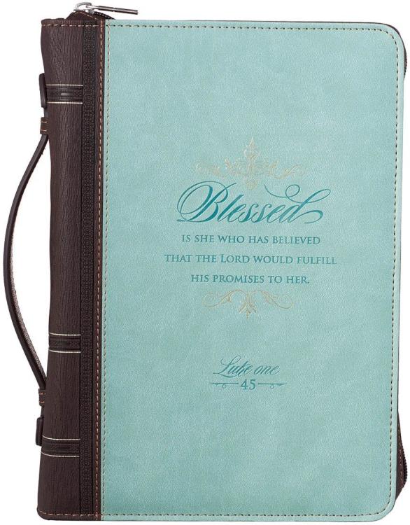 1220000137271 Bible Cover Extra Large Turquoise Blessed Is She Lk. 1:45