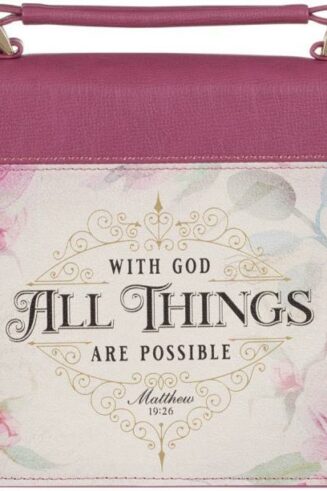 1220000139183 Fashion Bible Cover with God All Things Vintage Rose Mathew 19:26 Faux Leather