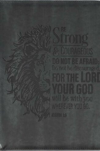 1220000325906 Be Strong And Courageous Gray Faux Leather Executive Padfolio Joshua 1:9
